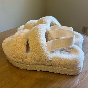 Platform Ugg Slippers Cream Size 9